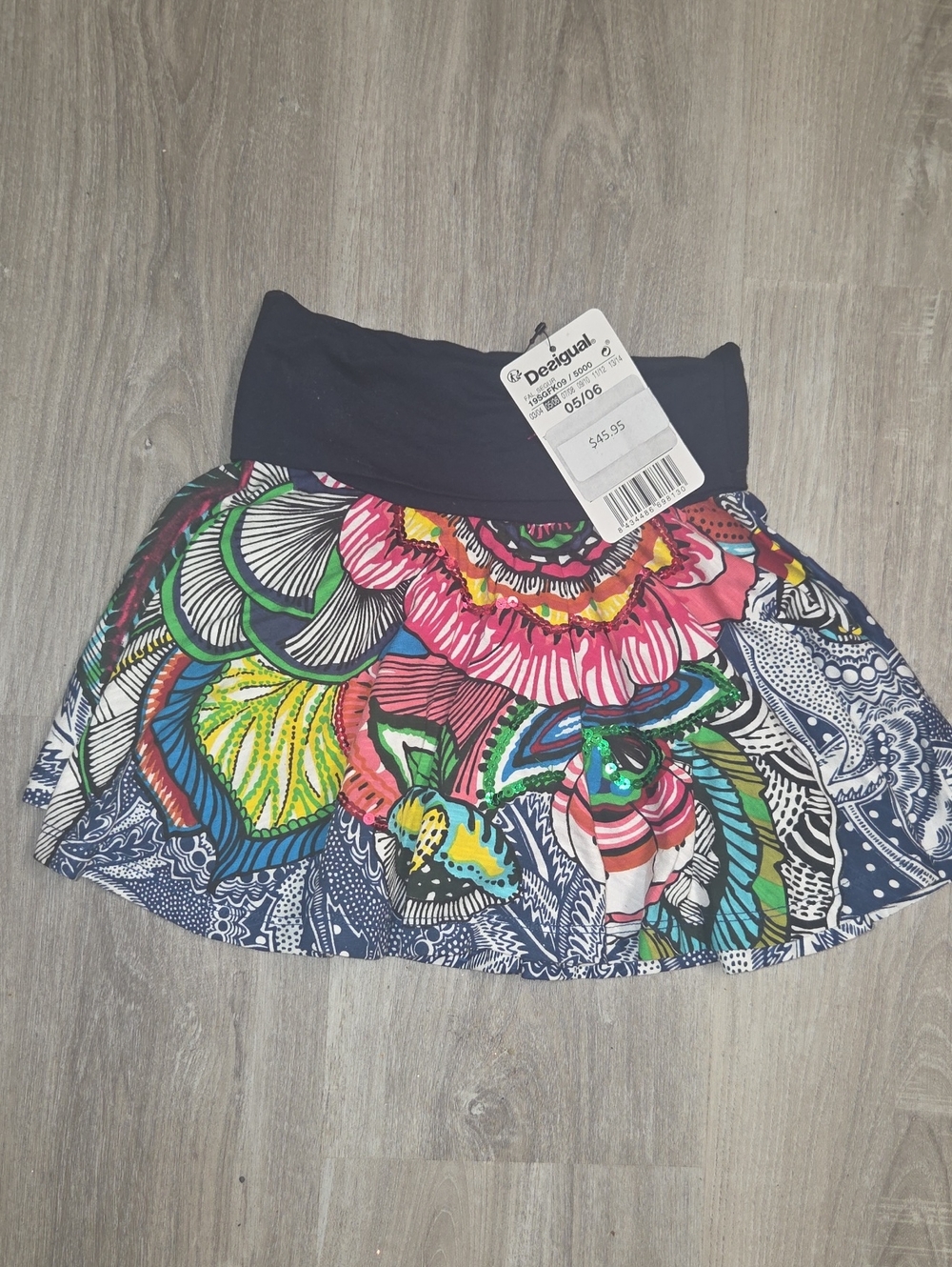 Desigual Navy Waistband Multicolor Floral Circle Skirt
